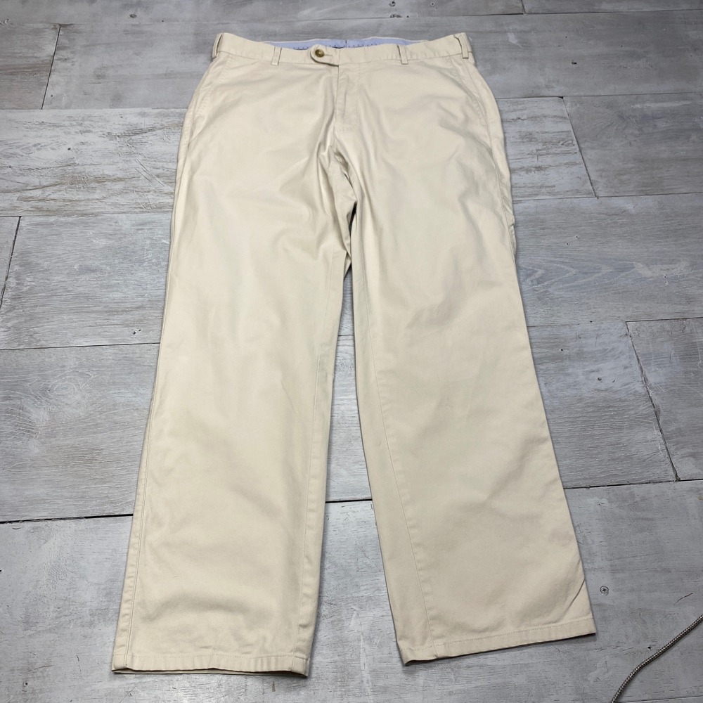Peter Millar Chinos Mens 34x28 Beige Pima Cotton Stretch Flat Front Pants ME0B48